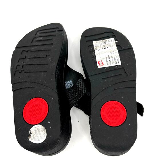 Fitflop women’s The Skinny Black Snake leather flip flop platform sandals shoes - Picture 4 of 5